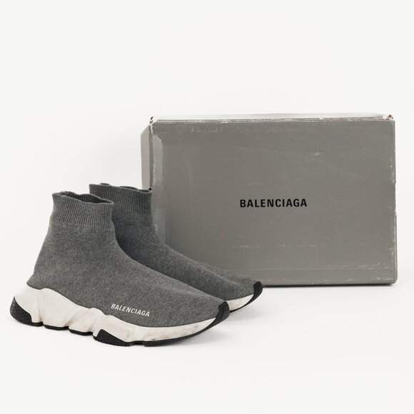 Balenciaga Speed LT Dark Grey New Kine Knit High-Top Sneakers - Picture 12 of 12